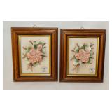 2 vintage Capodimonte Italy porcelain floral wall