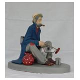 Hobo & dog patio statue - Fenton white satin