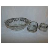 Sterling silver overlay oval relish tray - Open