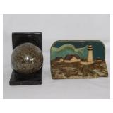 Lepidolite polished sphere single bookend, 3.25"