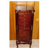Jewelry armoire w/ flip-top lid, 7 drawers & 2