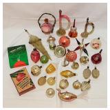 Vintage glass Christmas ornaments: Horns - Acorns