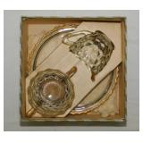 Vintage Jeannette Glass 24K gold trimmed cubist