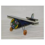 Hand crafted stained & slag glass airplane