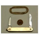 Gold filled Anvil 2 blade pocket dress knife -