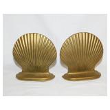 Brass: Pair of clamshell bookends, 4.5' tall -