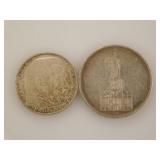1935 Germany 5 Reichsmark silver coin - 1937 Paul