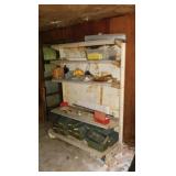 Commercial shelving unit w/ sorting bins, 48'