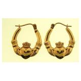 14K yellow gold Claddagh Irish crowned heart
