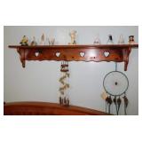 Kitschy wooden wall shelf w/ pegs -