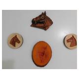 4 equine horse & deer wall plaques