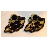 Two 1960's ceramic tobacco leaf ashtrays w/ pipe