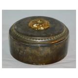Silverplate blue velvet lined jewelry casket,