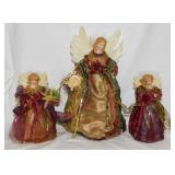 3 tabletop lighted angels, tallest is 13'