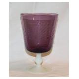 Wheel cut amethyst glass goblet vase, 6' tall -