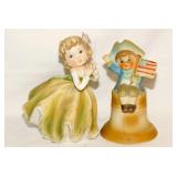 Vintage Lefton bisque girl figurine, 4.5' tall -