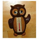 Kitschy googly eye owl thermometer magnet marked