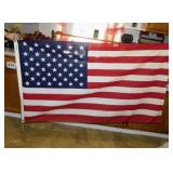 USA flag on pole w/ eagle finial - Patriotic