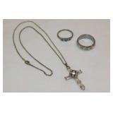 Lord's Prayer cross pendant necklace w/ COA -