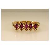 10K yellow gold ring w/ 5 amethysts, size 10 1/4