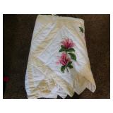 Hand stitched gingham & floral quilted comforter