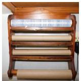 Wooden wall mount kitchen wrap dispenser