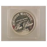 1 troy oz. .999 silver round Johnson Matthey The