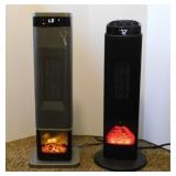 2 oscillating tower fan heaters w/ fireplace
