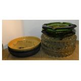 8 glass & melamine ashtrays