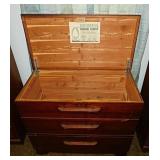 Vintage Continental cedar chest w/ lower drawer,