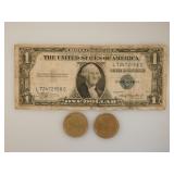 1935 US silver certificate one dollar bill