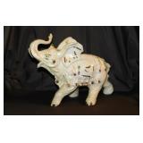 Large gilded ceramic lucky elephant statue,