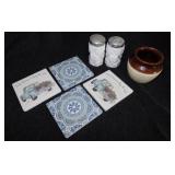 1962 Westmoreland Old Quilt milk glass S&P