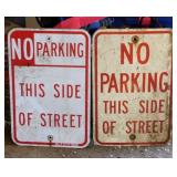 2 retired metal No Parking road signs
