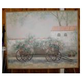 Original Country Flower Wagon oil painting on