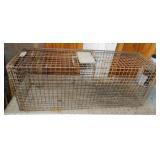 Metal wire live animal trap, 12" x 14" x 37"