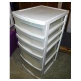 Plastic 5 drawer storage unit