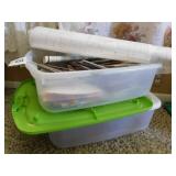 2 storage totes w/ lids full of holiday & greeting