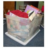 Storage tote w/ lid full of crafting supplies