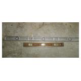 Antique wood & brass 24" level - 48" metal level