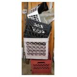 3 plastic storage crates & more