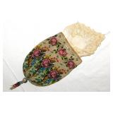 Antique glass bead ladies pouch purse -