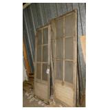 4 antique doors w/ glass window panes