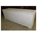 Hand crafted upholstered storage chest bench,