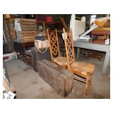 Antique furniture: 2 chairs w/ wicker seats -
