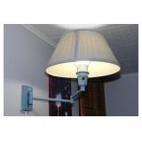 Swing arm wall lamp light w/ pleated linen shade