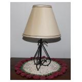 Boudoir lamp w/ linen shade - Vintage hand