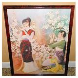 2 Asian Japanese Geisha Girl garden prints,