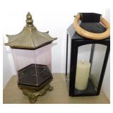 2 lantern lamps: Brass Asian pagoda style -