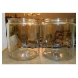 2 large glass canister jars, 10.5' tall